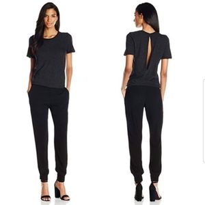 Monrow Jumpsuit Gray Blue Short Sleeve Keyhole XS